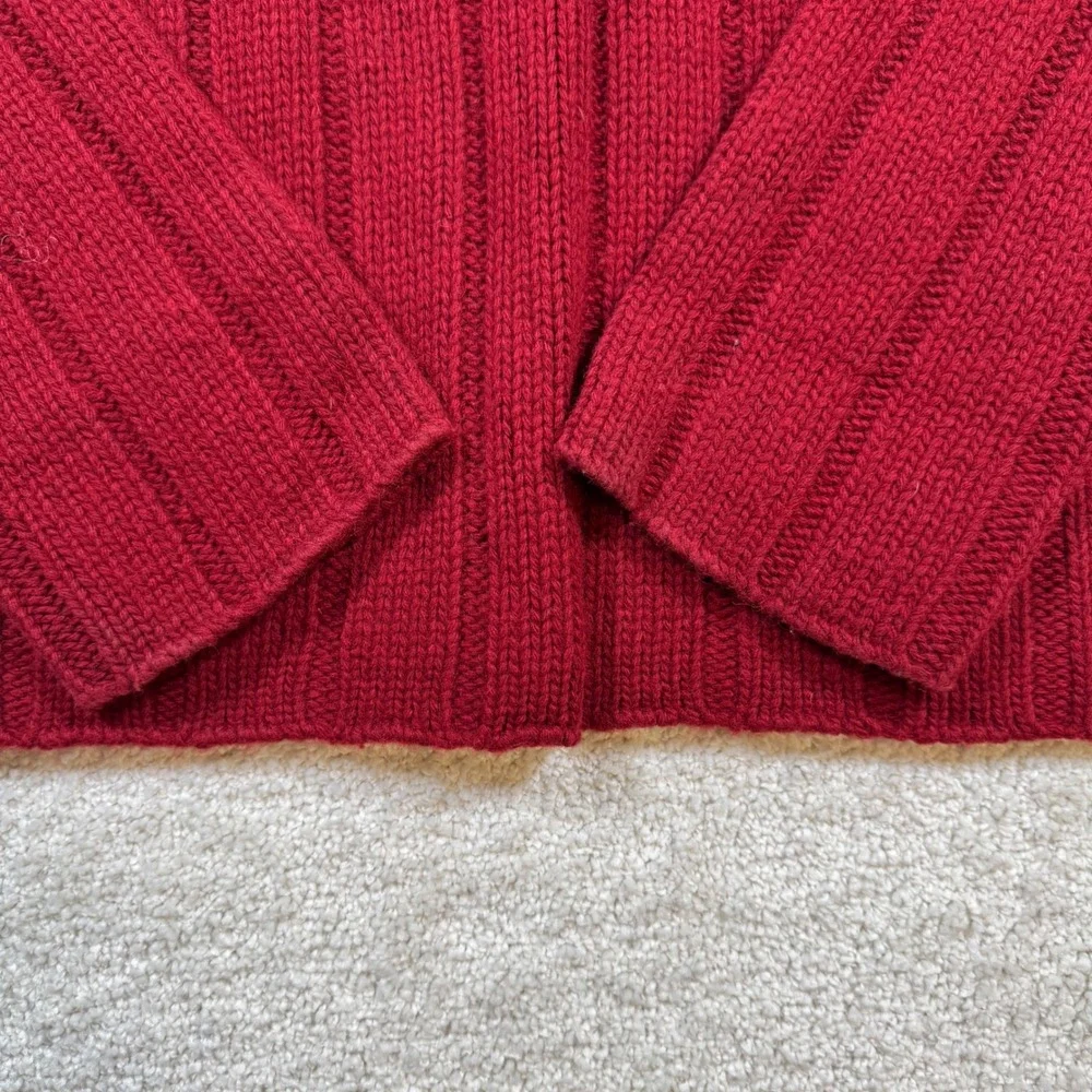 Abercrombie Sweater Mens L Red Vintage Muscle V-Neck Ribbed Wool Blend Knit